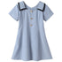 New Design Summer Kids Girls French Style Simple Square Neck Turndown Collar Dress-0