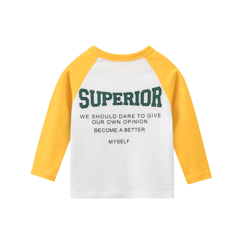 Boys Sportgear Letter Print Round Collar Long-Sleeved T-Shirt-4