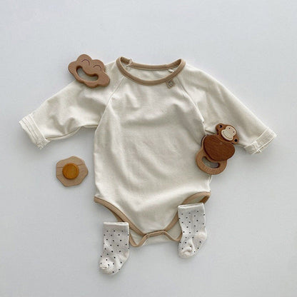 Baby Girl Solid Color Long Sleeves Soft Cotton Intimate Bodysuit-4