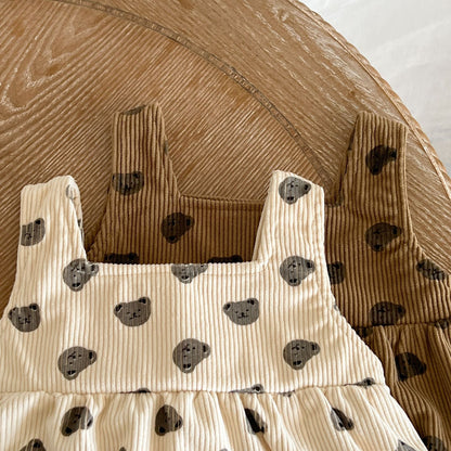 Baby Heart Print Pattern Strap Design Triangle Onesies-4