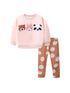 Spring Baby Kids Girls Animals Embroidery Long Sleeves Pullover And Polka Dots Pants  Clothing Set-0