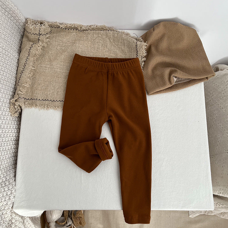 Baby Solid Color Soft Cotton Elastic Warm Quality Leggings-4