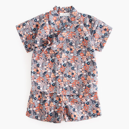 Summer Baby Kids Unisex Floral Print Casual V Neck T-Shirt And Shorts Clothing Set-3