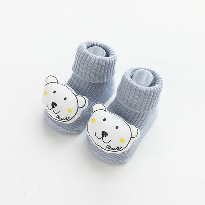 Baby Cartoon 3D Doll Patched Pattern Non-Slip Floor Socks-4