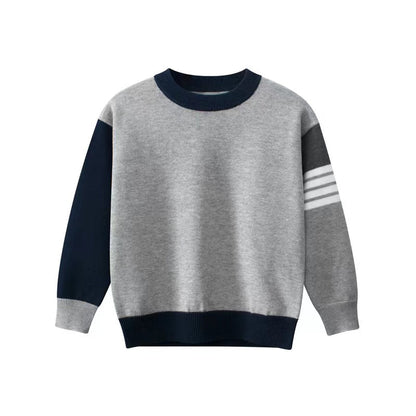 Baby Boy College Style Colorblock Design Knitted Sweater In Autumn-0