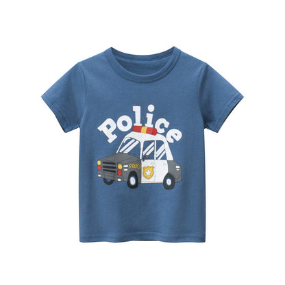 Baby Boy Cartoon Print Pattern O-Neck Cool T-Shirt In Summer-0