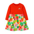 Girls’ Red Floral Plaid Pattern Rainbow Logo Embroidery Patchwork Dress-0