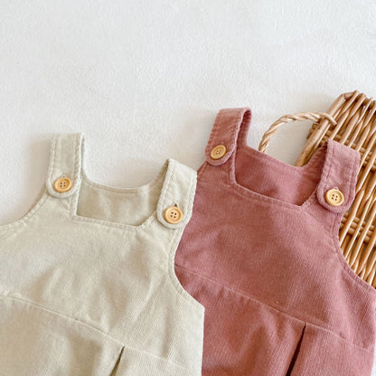 Baby Girls Strips Top Combo Corduroy Overalls In Sets-4