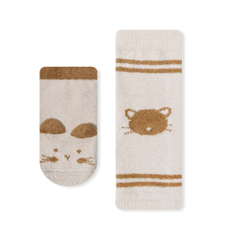 Baby Cartoon Animal Print Pattern Non-Slip Warm Long Socks-4