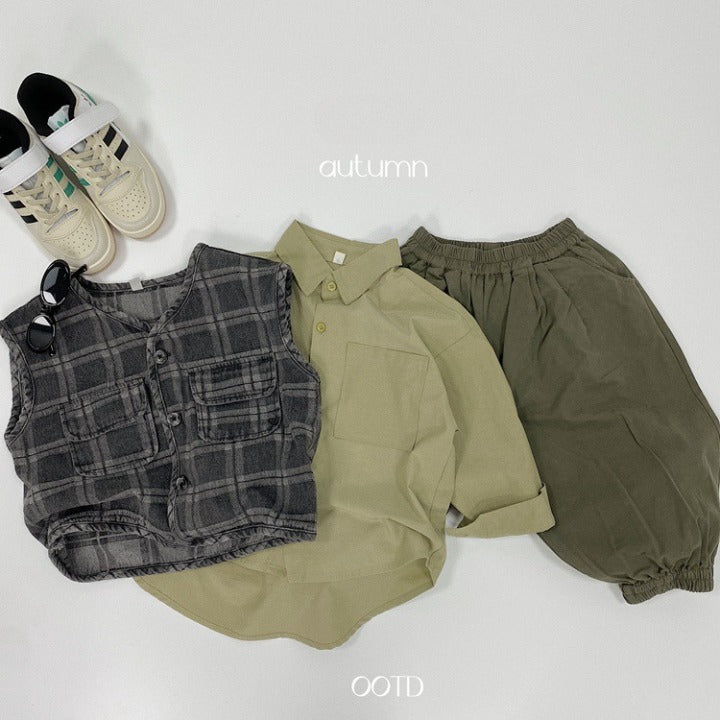 Baby Solid Color Single Breasted Design Comfy Cotton Shirt Outfits-4
