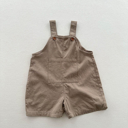 New Arrival Summer Baby Kids Unisex Solid Color Cotton Overalls-1