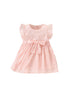 Summer New Arrival Girls’ Simple Plain Pink Short Sleeves Bow Tied Dress-0