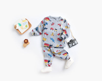 Baby 2pcs Cartoon Graphic Soft Cotton Shirt Combo Pants Sets Tracksuit-4