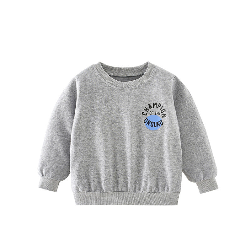 Baby Boy Slogan Print Pattern Solid Color Autumn Hoodie-0