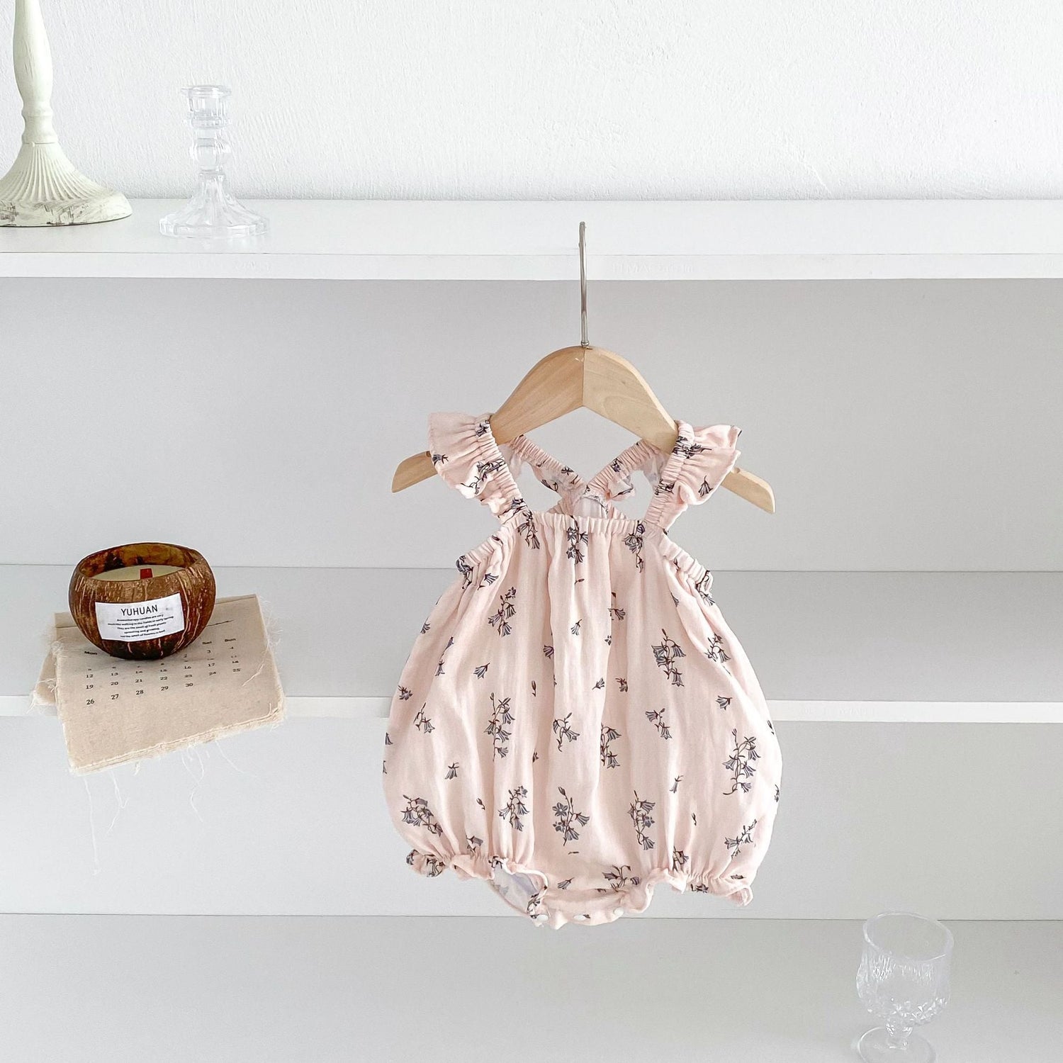 New Arrival Summer Baby Kids Girls Floral Pattern Thin Sleeveless Strap Onesies-3