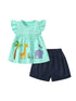 Summer Baby Kids Girls Polka Dots Green Dress And Solid Color Shorts 2-Piece Clothing Set-0