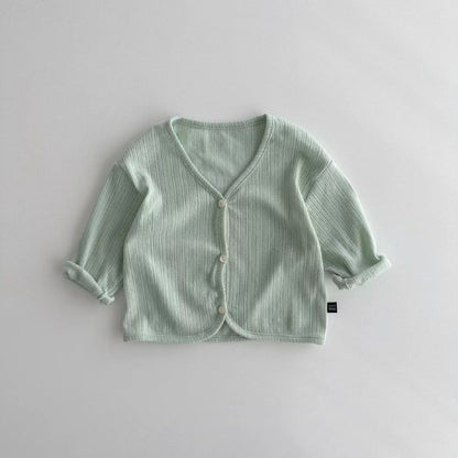 Spring And Summer Kids Unisex Minimalist And Versatile Single Breasted Children’s Thin Cardigan Shirt-4