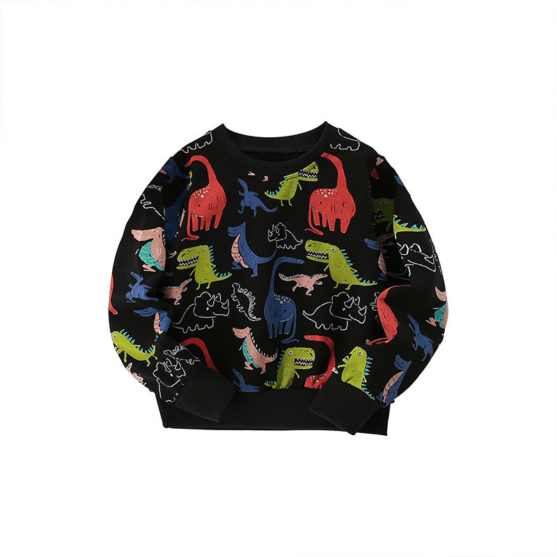 Baby Boy All Over Dinosaur Print Pattern Western Style Hoodie-1