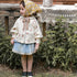 Baby Girl Waffle Knit Fabric Bear Pattern Zipper Jacket Coat-4