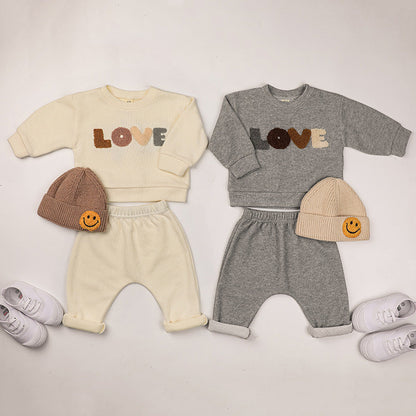 Baby LOVE Graphic Hoodies Combo Pants Kids Valentine’s Day Sets-3