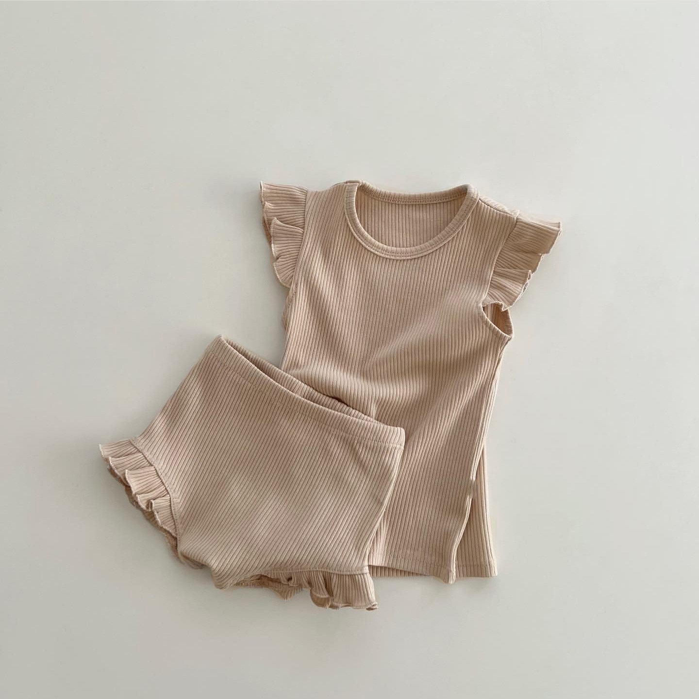 Baby Solid Color Crewneck Tops Sets-4