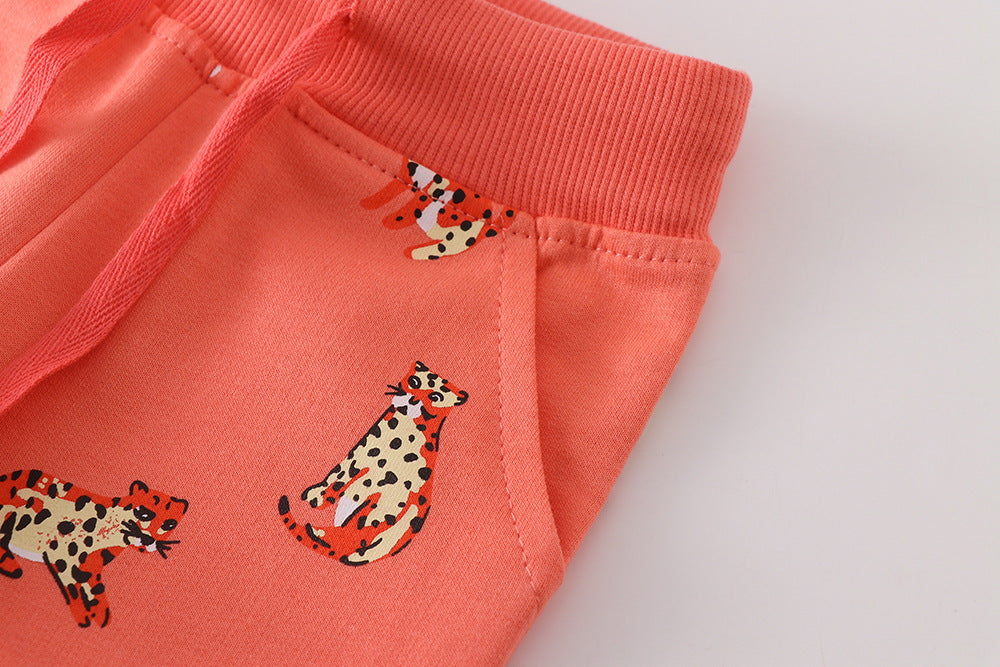 Baby Boy Cartoon Animal Pattern Soft Cotton Trousers-4