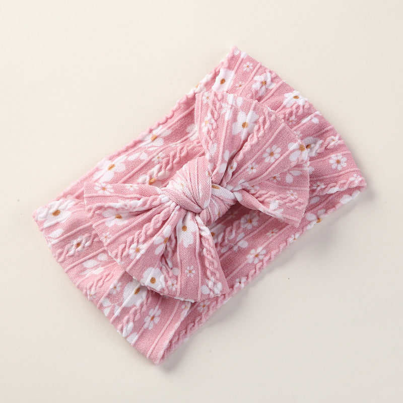 Baby Floral Print Soft Big Bow Headband-3