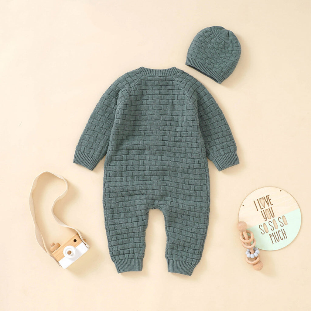 Baby Solid Color Full Button Design Knit Hot Selling Rompers-3