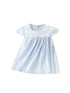 Summer New Arrival Girls’ Simple Plaid Short Sleeves Light Blue Dress-0