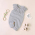 Baby Girl 1pcs Ruffle Neck Solid Color Sleeveless Crotch Design Knitted Rompers-3