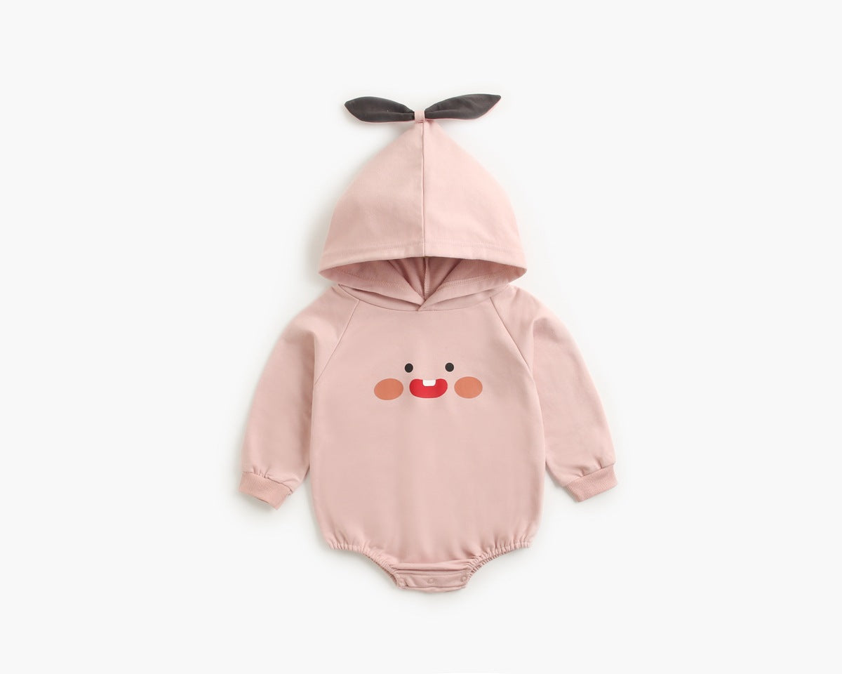 Baby Cartoon Pattern Korean Style Onesies With Hat-4