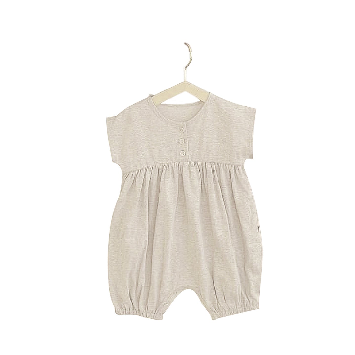 Baby Solid Color Casual Short Sleeve Rompers-4