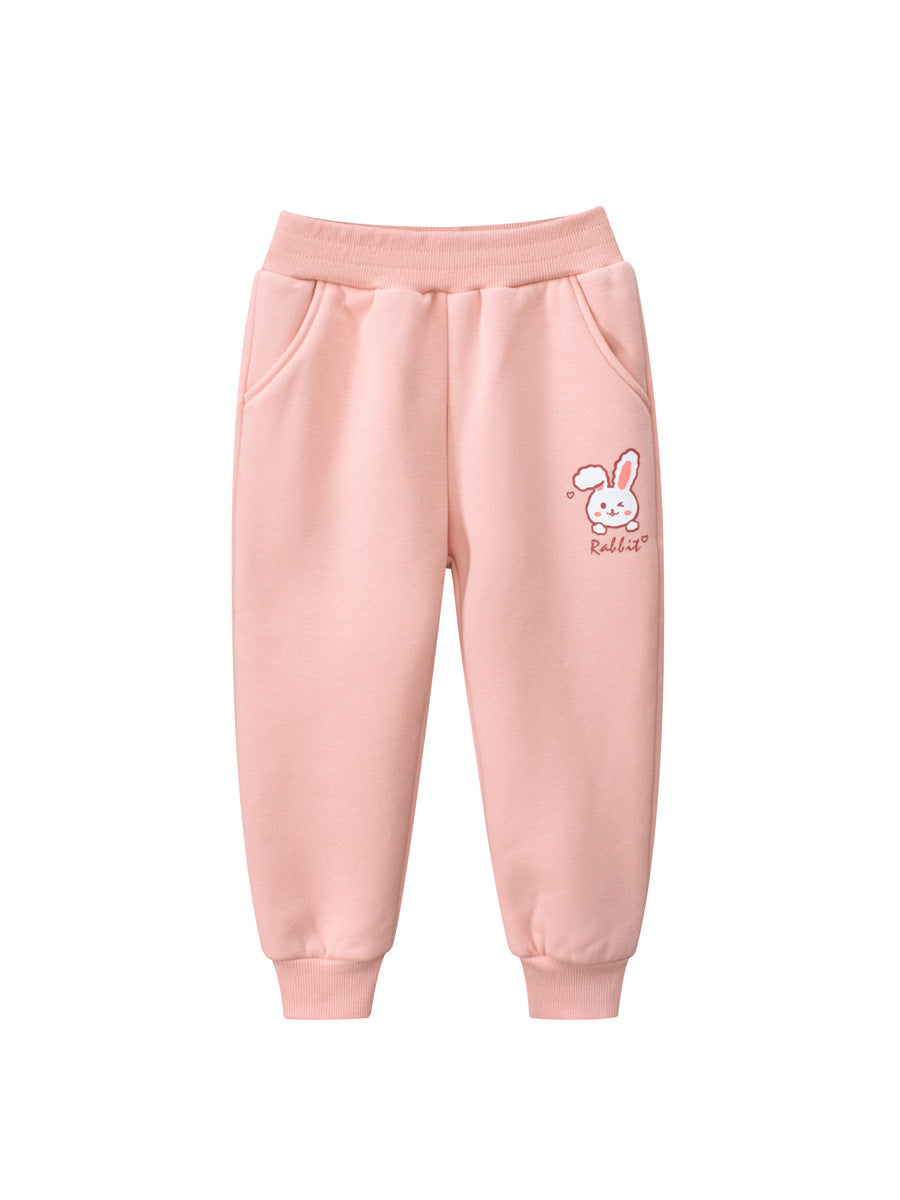 Teddy Bear/Cute Rabbit Girls‘ Winter Sporty Long Leggings Pants With Fleece Lining-4