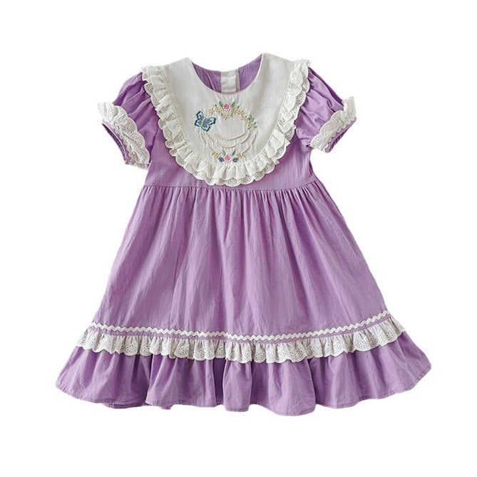 New Arrival Summer Baby Kids Girls Short Sleeves Noble Princess Dress-1