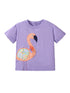 Girls’ Flamingo Cartoon Pattern Short Sleeves T-Shirt In European And American Style For Summer-0