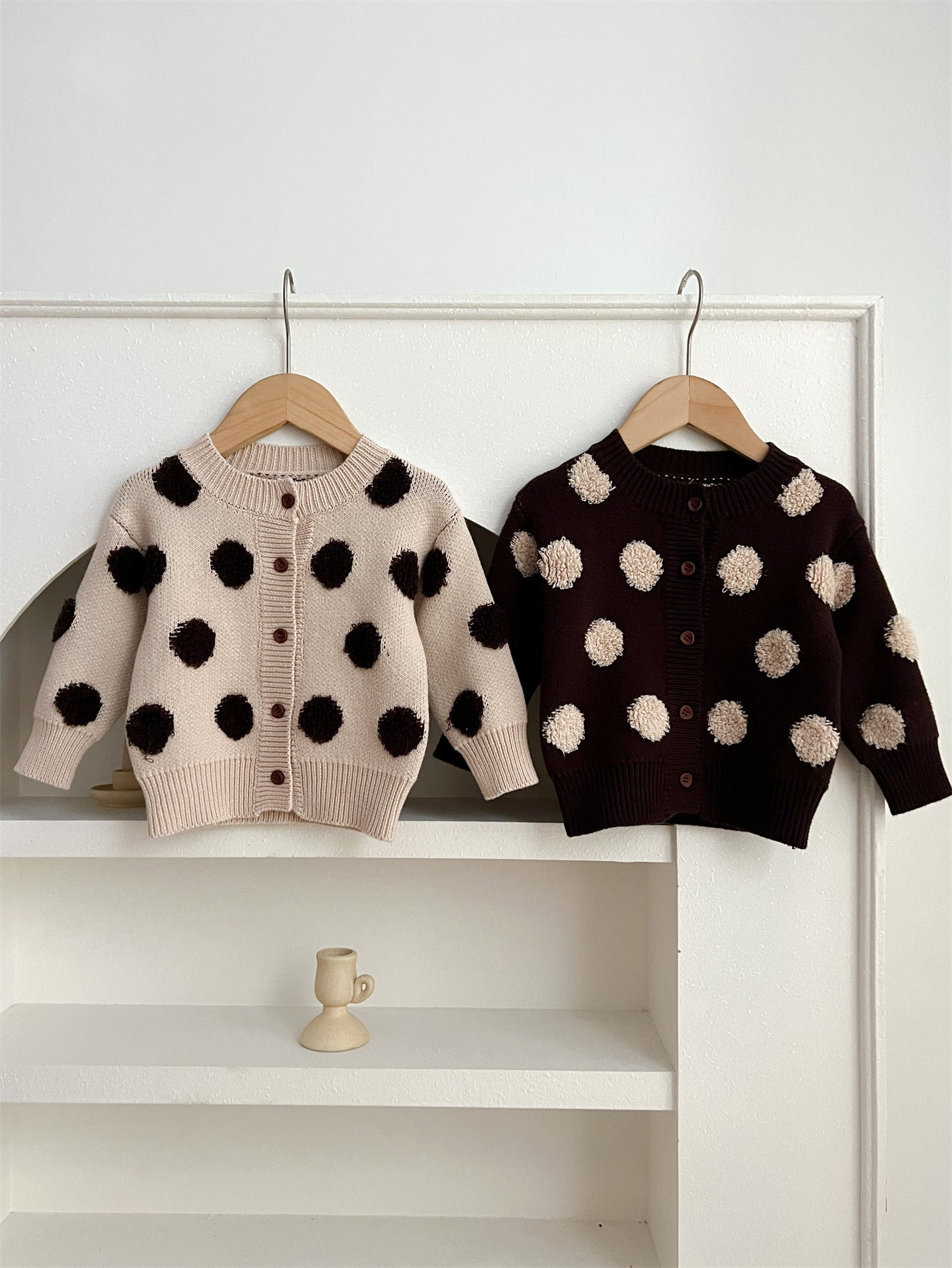 Children’s Polka Dots Knitted Cardigan For Spring – Boys And Girls Sweater-0