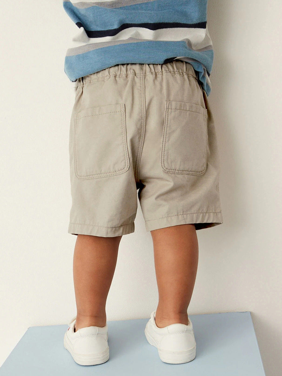 Boys Solid Soft Cotton Casual Style Shorts With Cartoon Logo-4