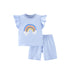 Summer Baby Kids Girls Floral Rainbow Print T-Shirt And Shorts Clothing Set-0