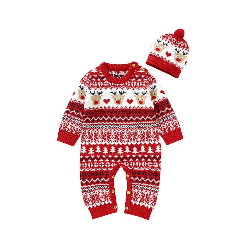 Baby Christmas Pattern Newborn Romper-4