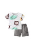 Summer Baby Kids Boys Animals Cartoon Print T-Shirt And Casual Shorts Clothing Set-0