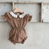 Summer New Arrival Baby Girls Geometric Pattern Collar Short Sleeves Hollow Out Design Onesies-2