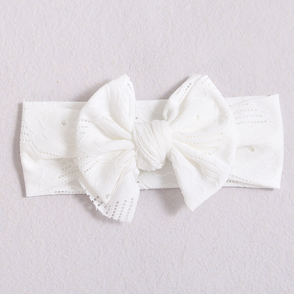 Baby Solid Color Hollow Out Thin Breathable Bow Tie Hot Sale Headband-3