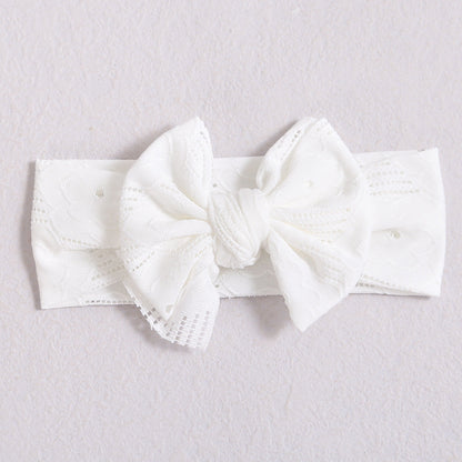 Baby Solid Color Hollow Out Thin Breathable Bow Tie Hot Sale Headband-3