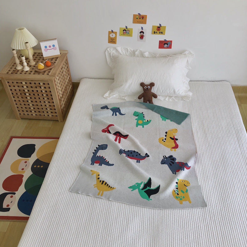 Hot Selling Knitted Blanket With Cute Dinosaurs Pattern: New Collection For Newborn Baby And Kids-0