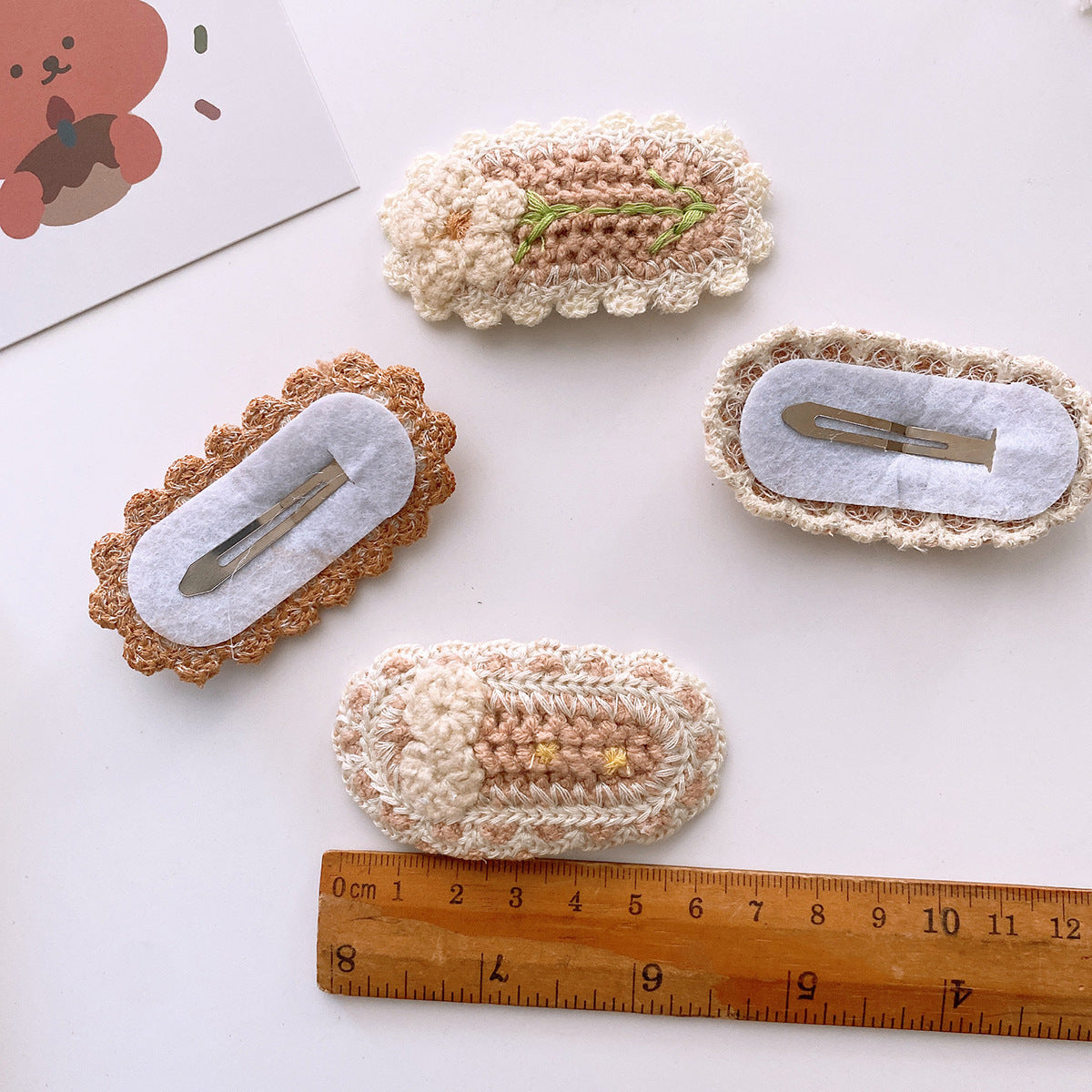 Korean-Style Versatile Knit Hair Clip With Sweet Floral Design For Girly Charm 5-Piece Set-4