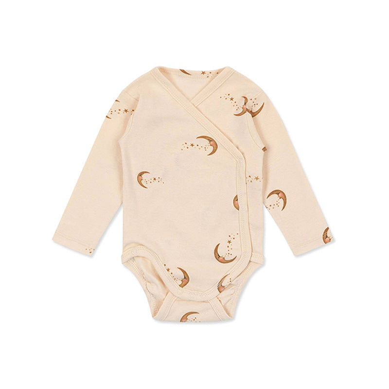 Baby Print Pattern Side Button Design Long Sleeve Comfy Onesies-4