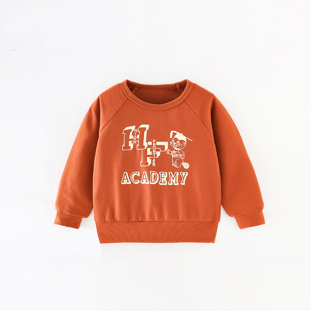 Baby Cartoon And Letters Print Pattern Loose Hoodie-0