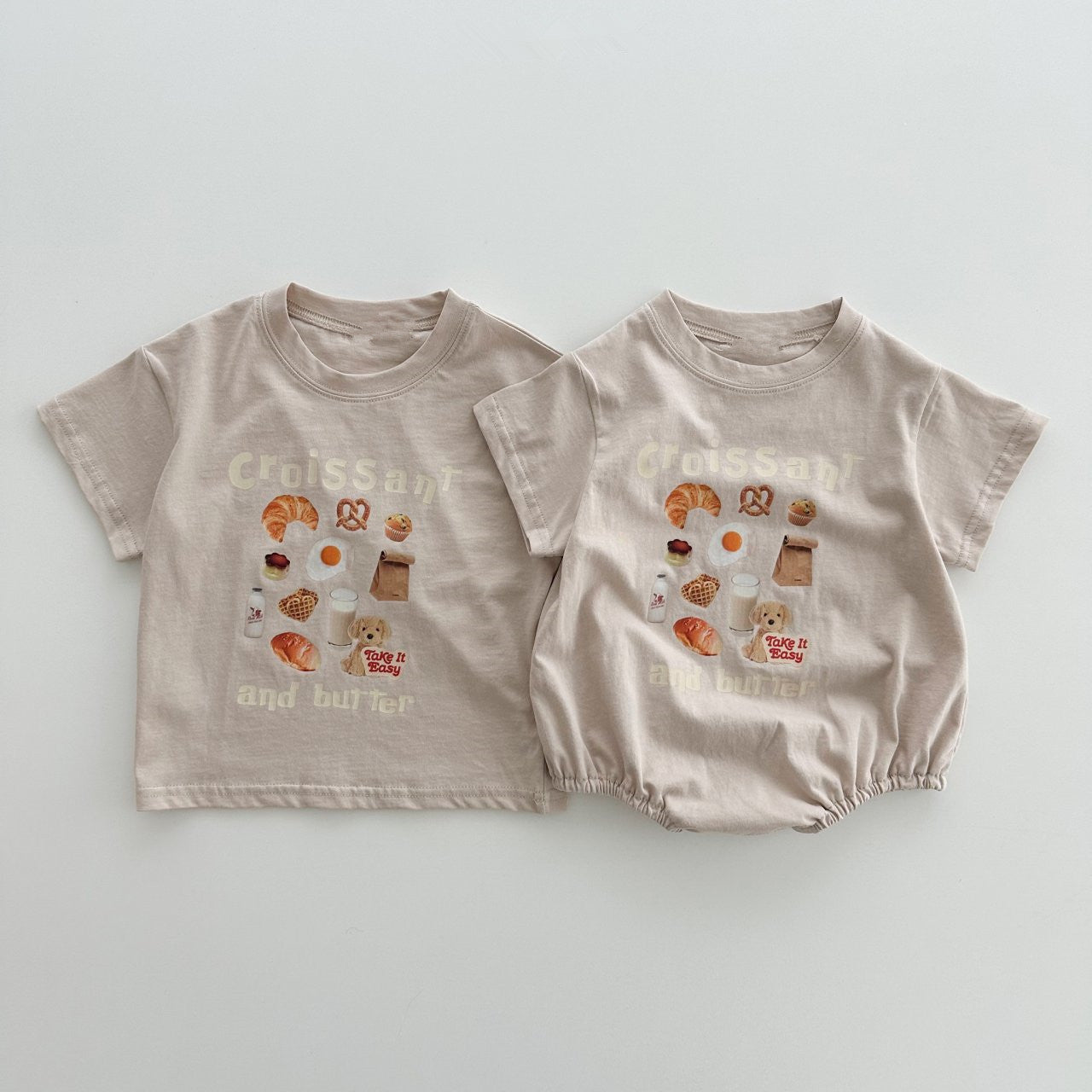 Rabbit Style Print Pattern Round Neck T-Shirt &amp; Onesies-4