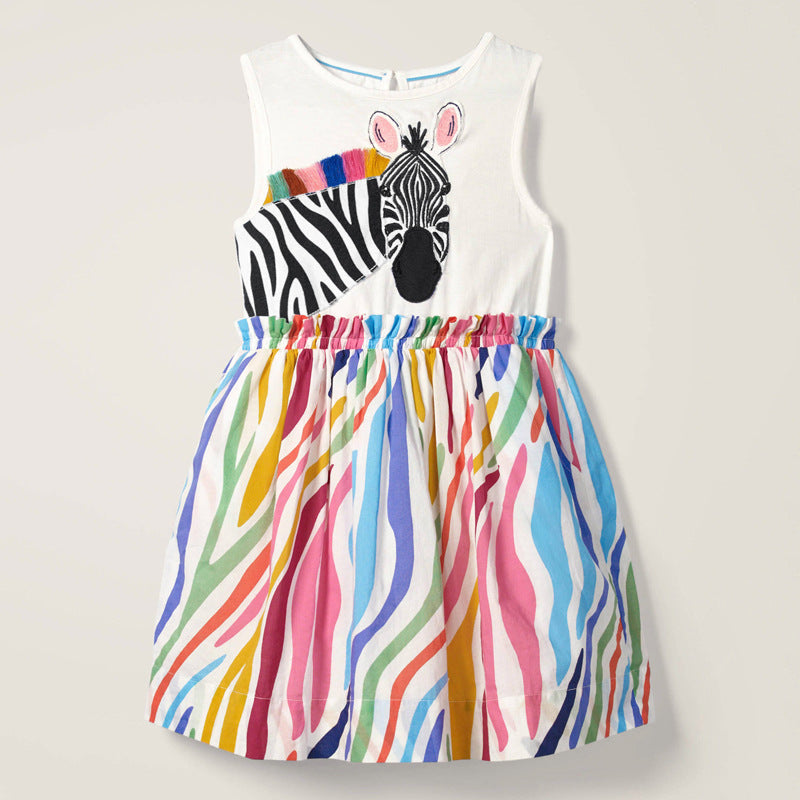 Summer Baby Girls Sleeveless Zebra Design Dress-1