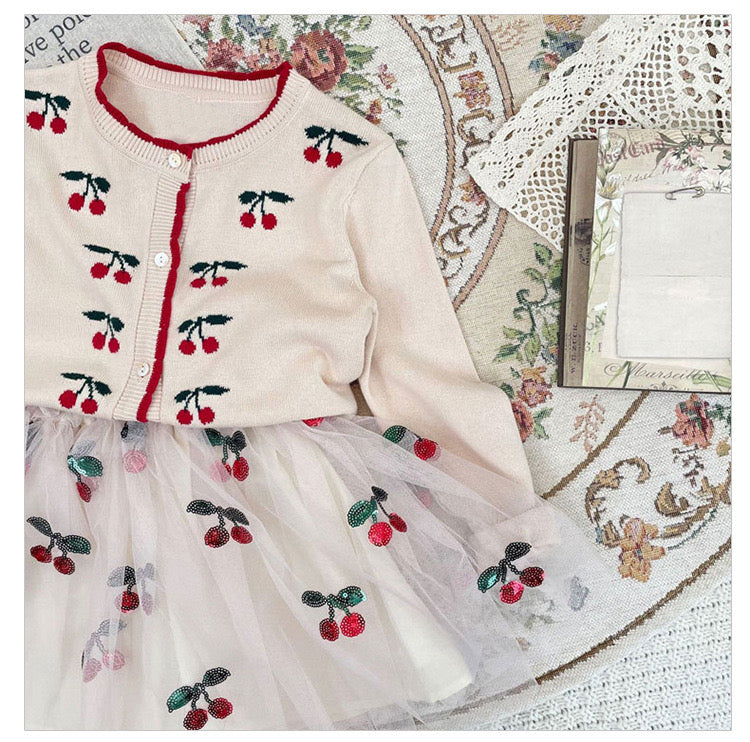 Cherry Embroidered Design Cute Cardigan-3